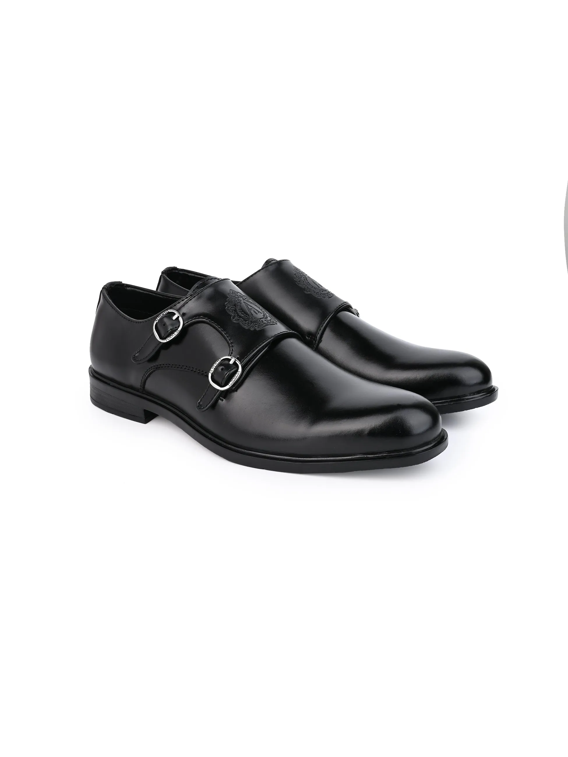 Alberto Torresi Men's Toro Black Double Monk Straps