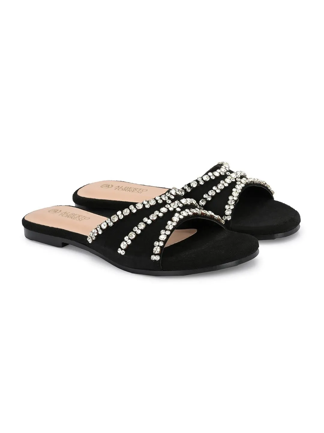 Alberto Torresi Synthetic Black Flat Sandals for women