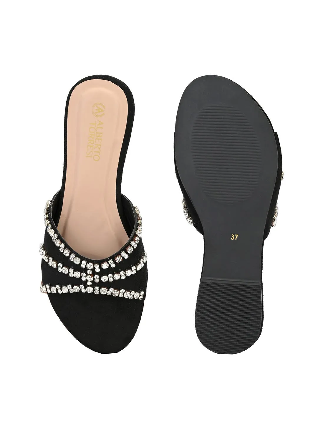 Alberto Torresi Synthetic Black Flat Sandals for women