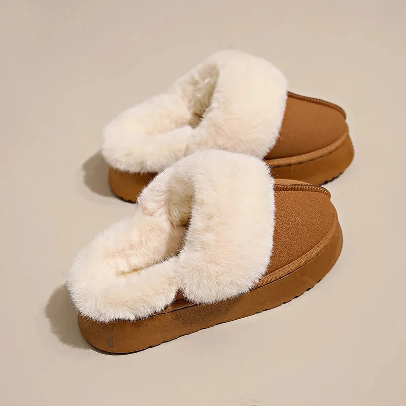 Ashore Shop Women Slippers Micro Suede Fuzzy Shearling Lining Ankle Moccasin Bootie