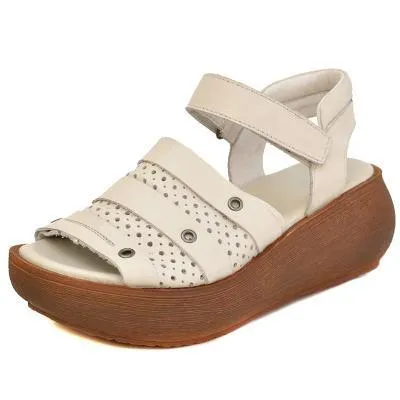 Babakud Retro Leather Thick Bottom Women Sandals Shoes