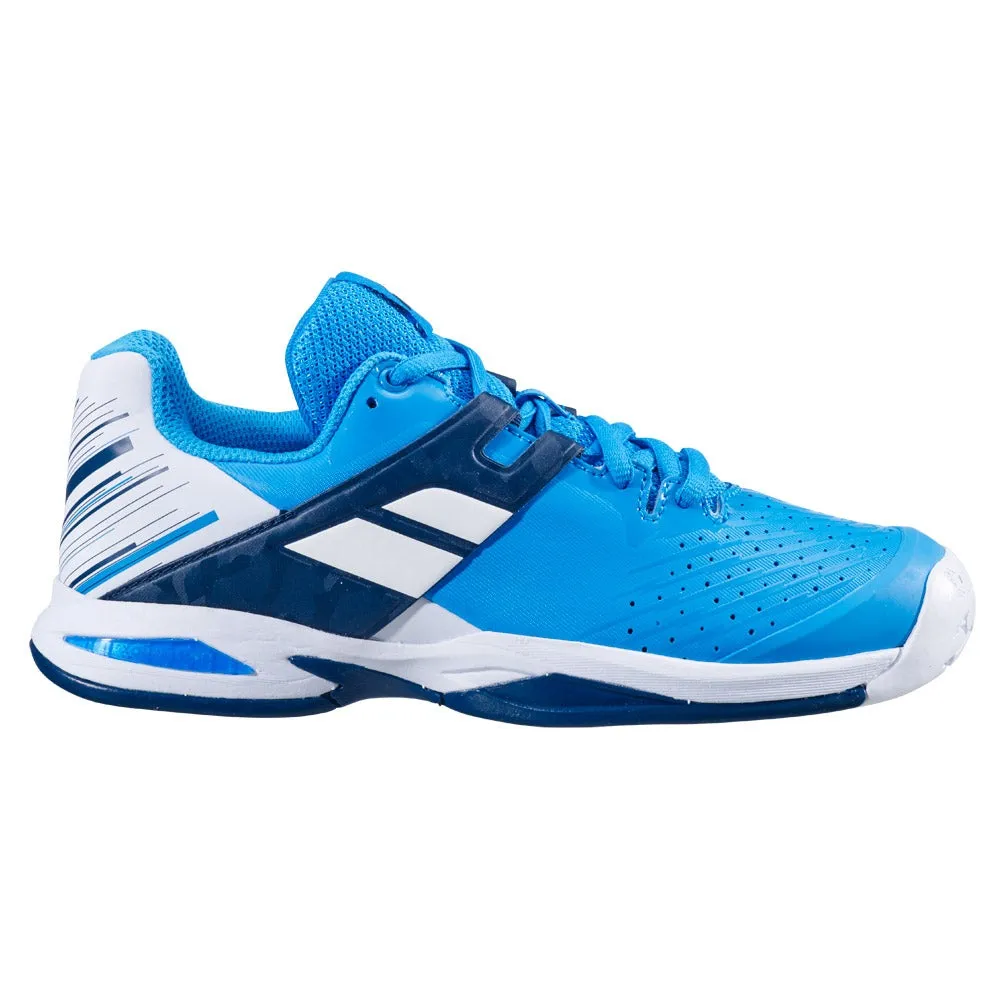 Babolat Propulse All Court Kids & Women White Blue Aster Handball Volleyball Tennis Shoes