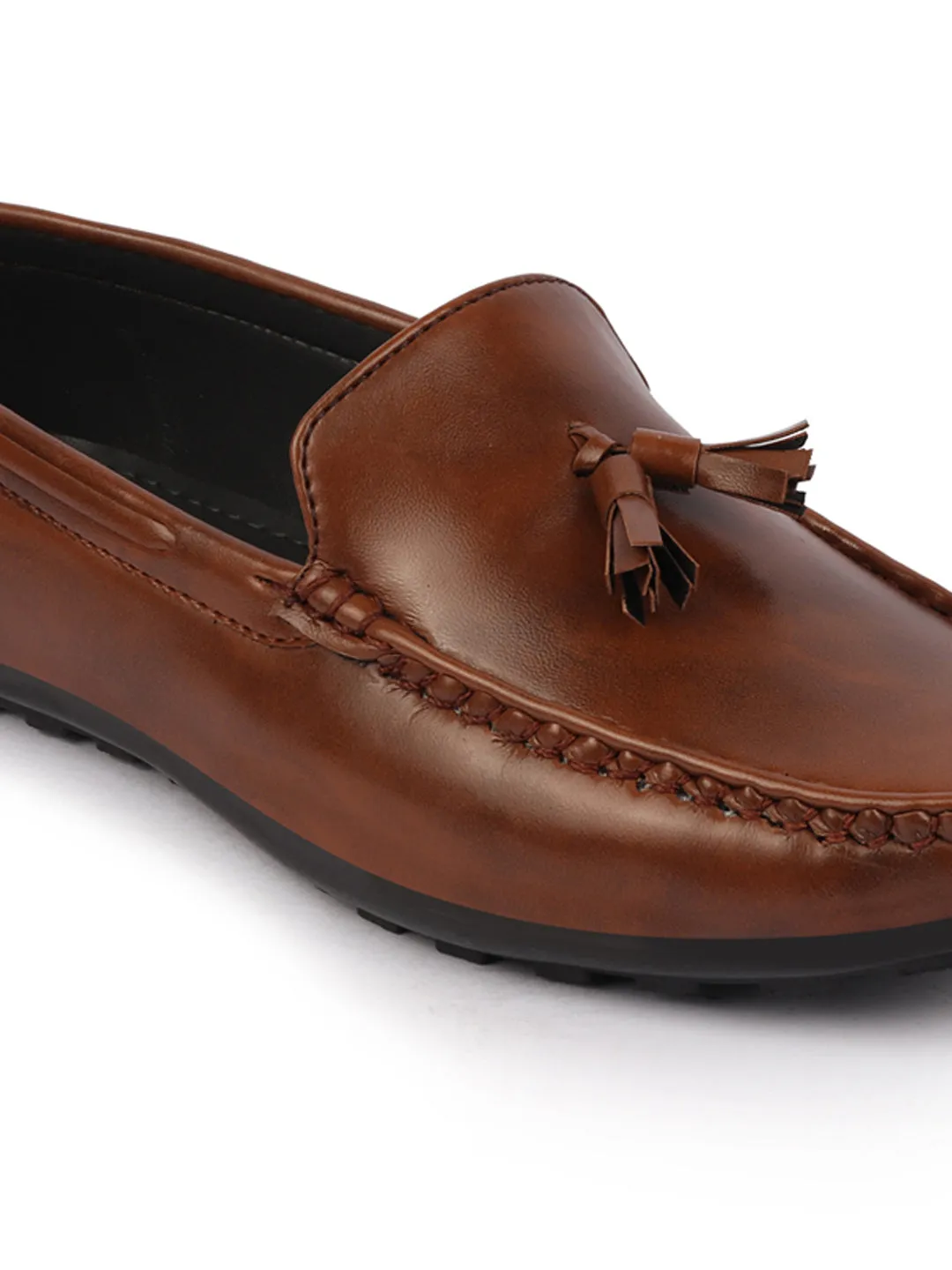 Basics Men Brown Side Stitched Casual Slip On Tassel Loafers and Moccasin Shoes