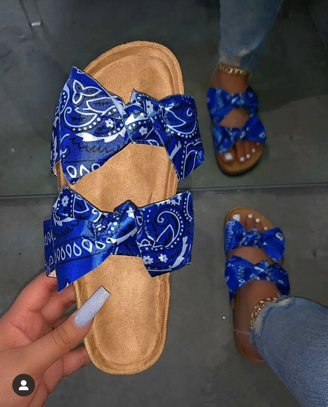 Bowknot Flat Rhinestone Women Sandals