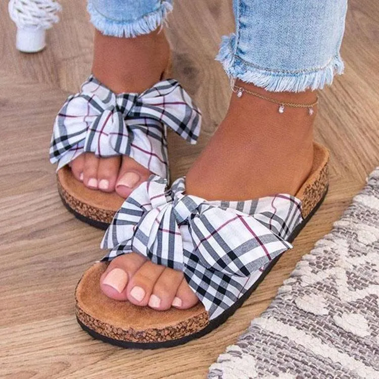 bowknot plaid women fashion sandals