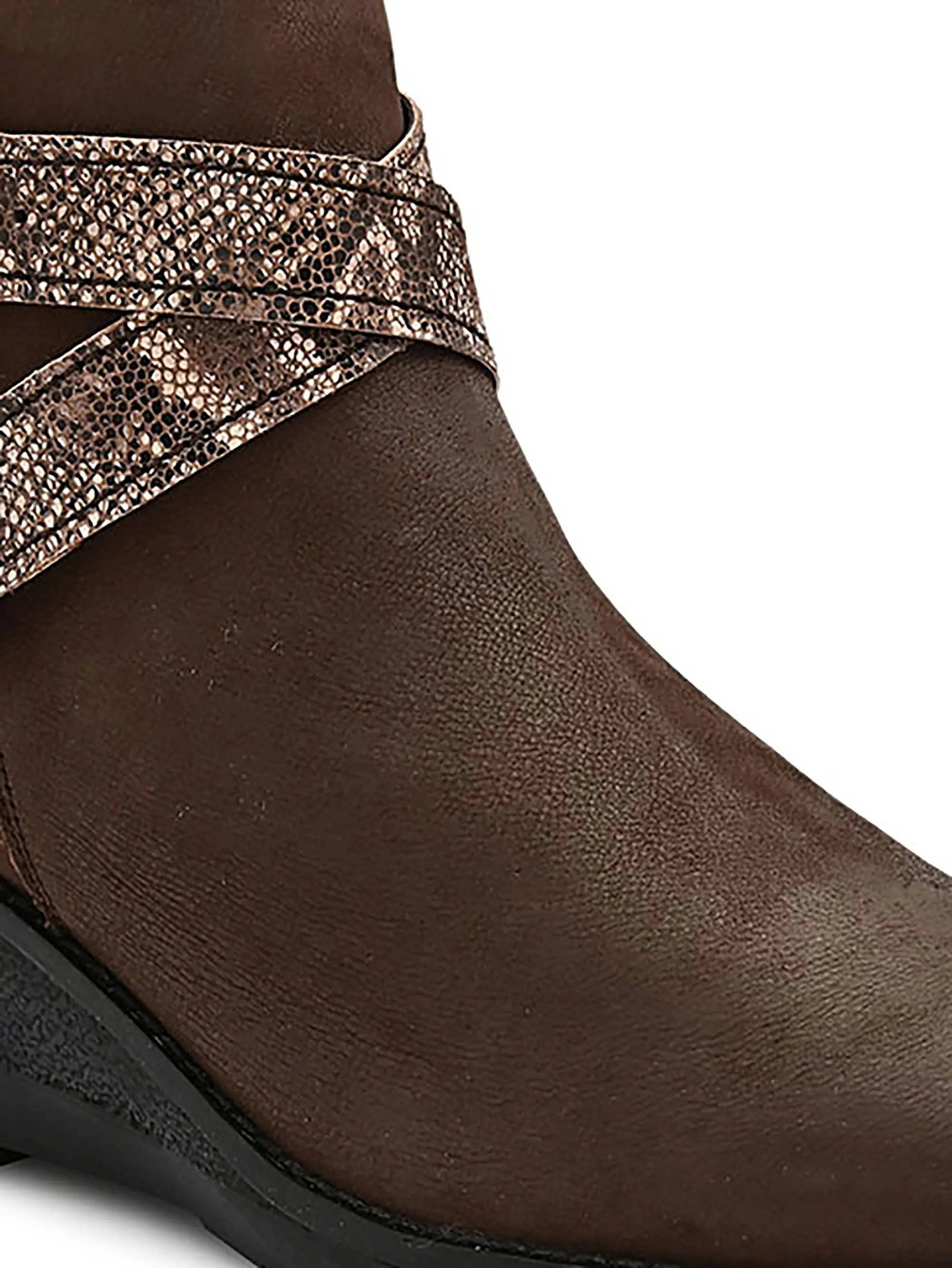 Brown Snake Print Wedge Ankle Boots