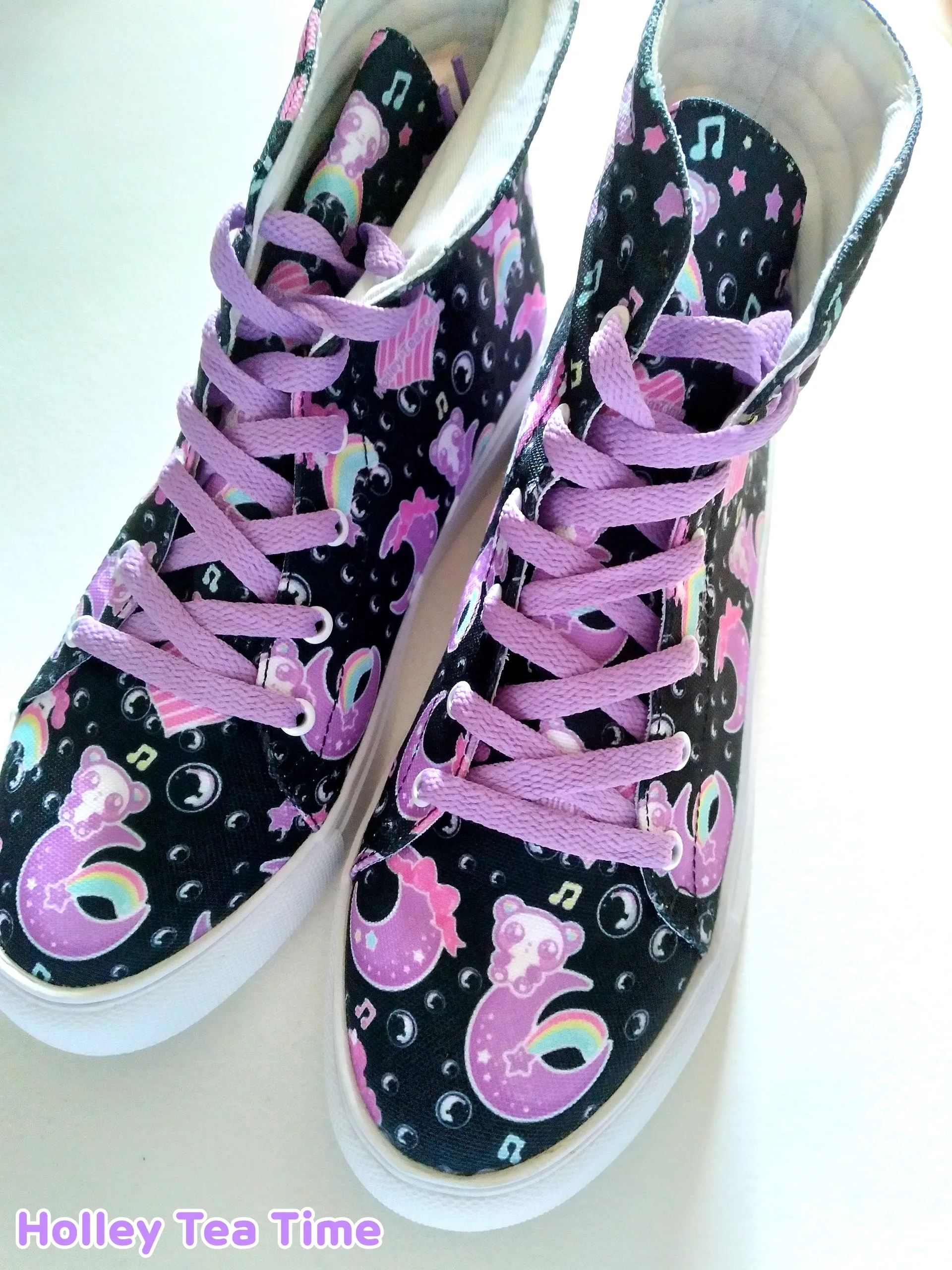 Bubbly Dreams Black WOMEN'S HI-TOP SNEAKERS [made to order]