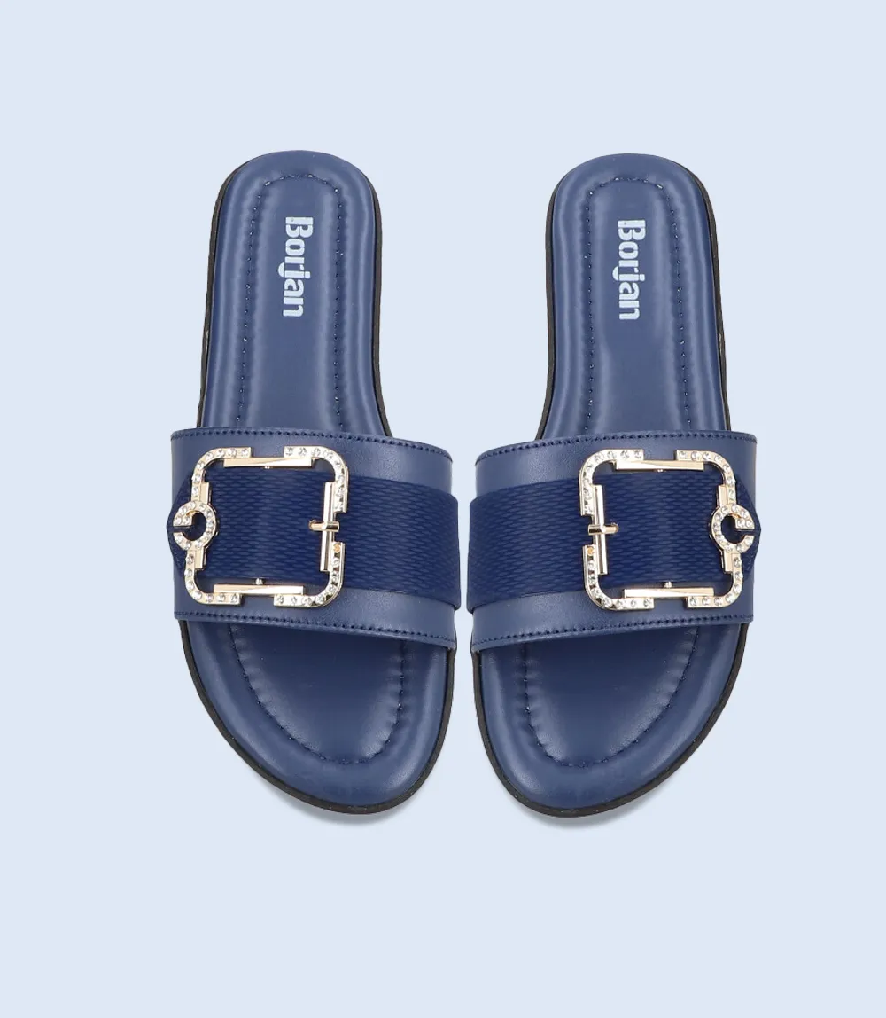 BW9197-NAVY-Women Casual Slipper