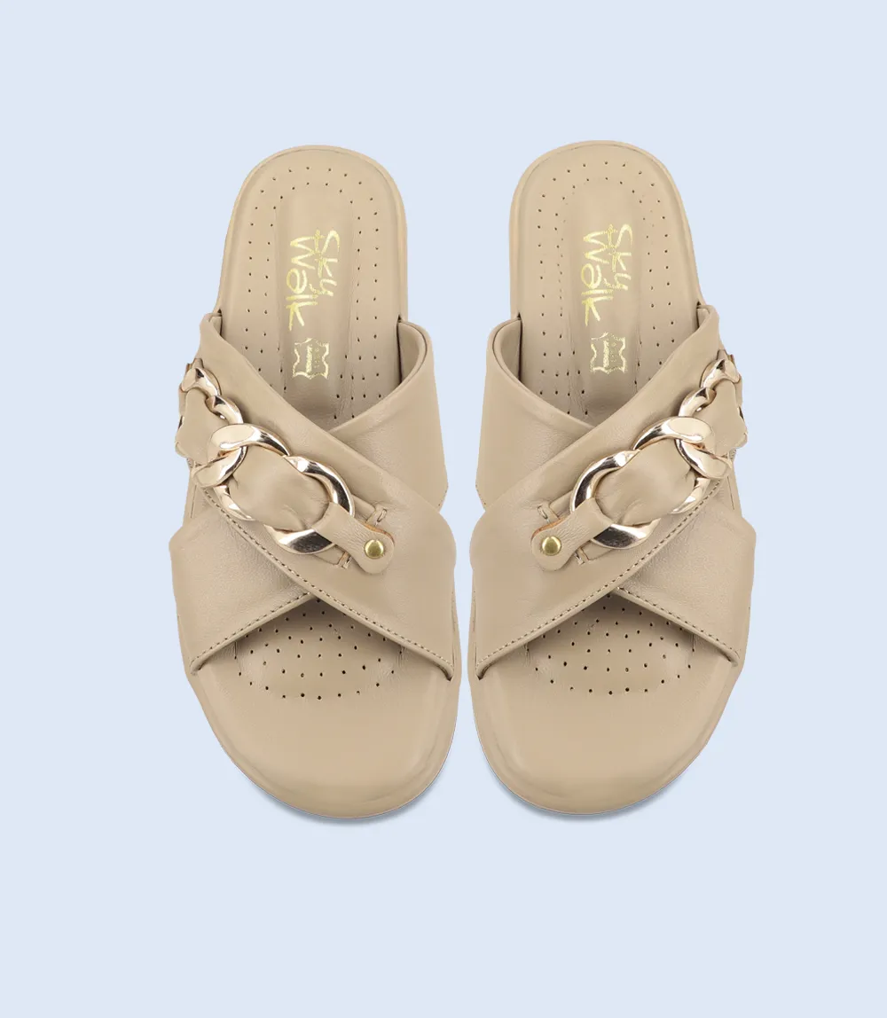 BW9511-BEIGE-Women Comfort Slipper