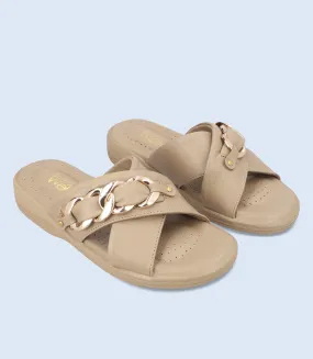 BW9511-BEIGE-Women Comfort Slipper