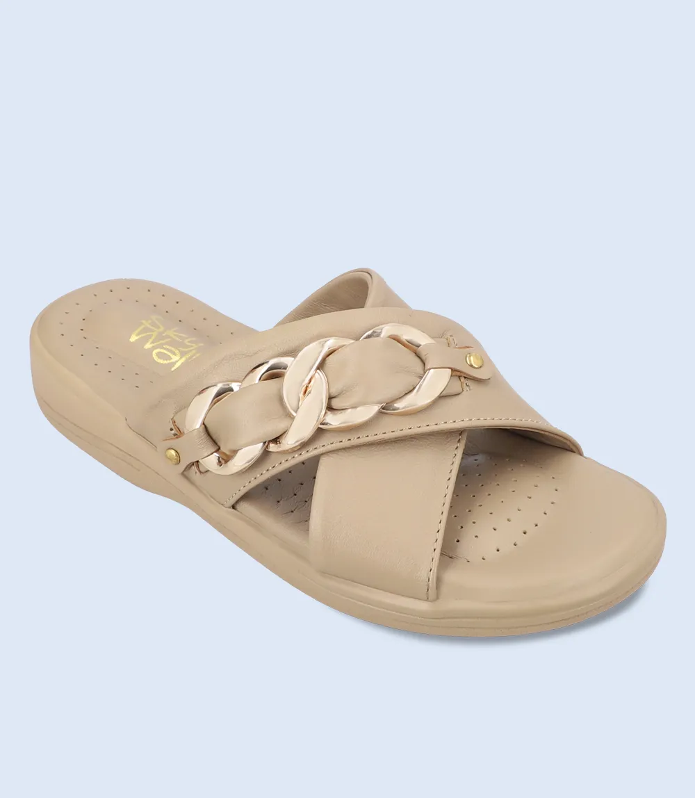 BW9511-BEIGE-Women Comfort Slipper