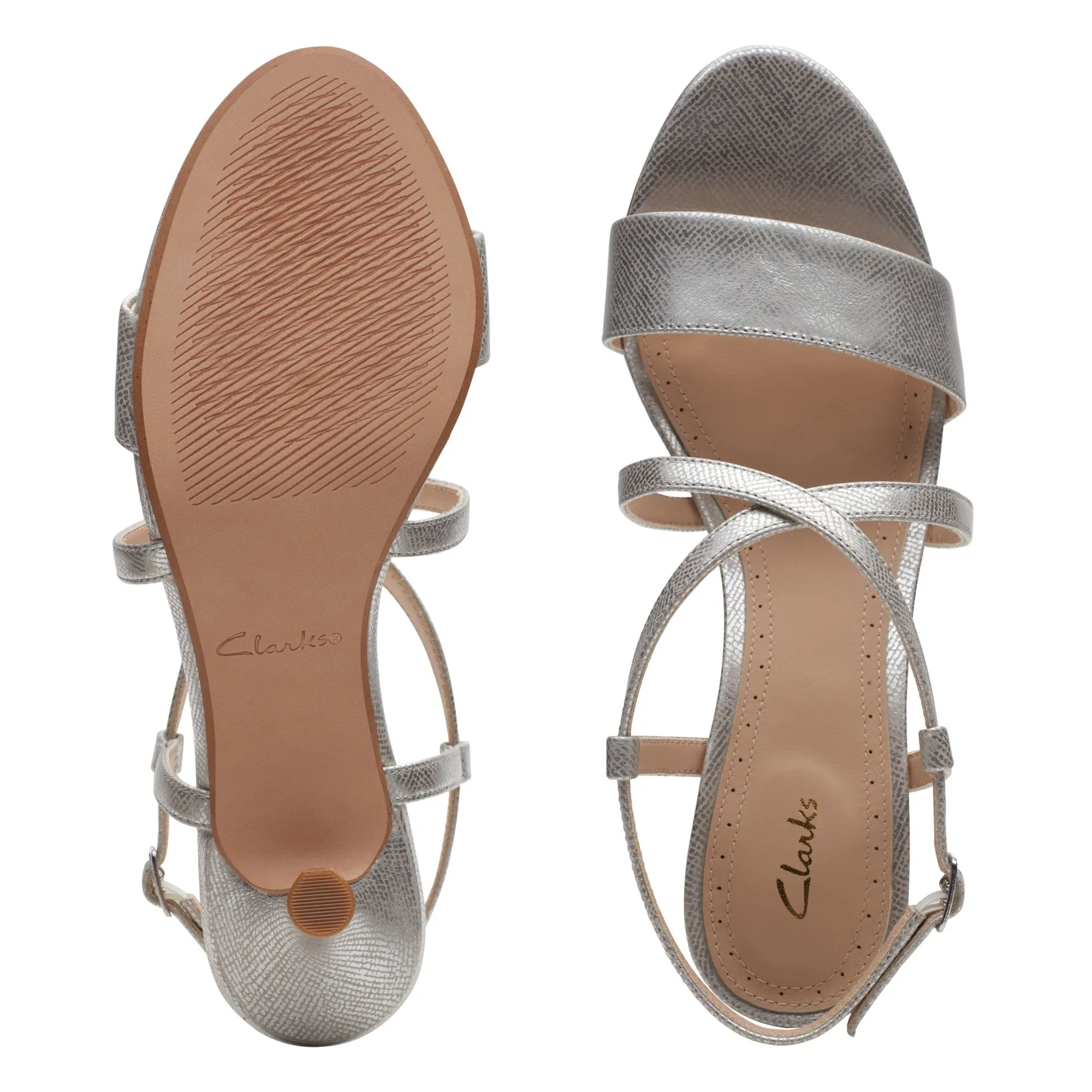 Clarks Amali Buckle Silver Metallic