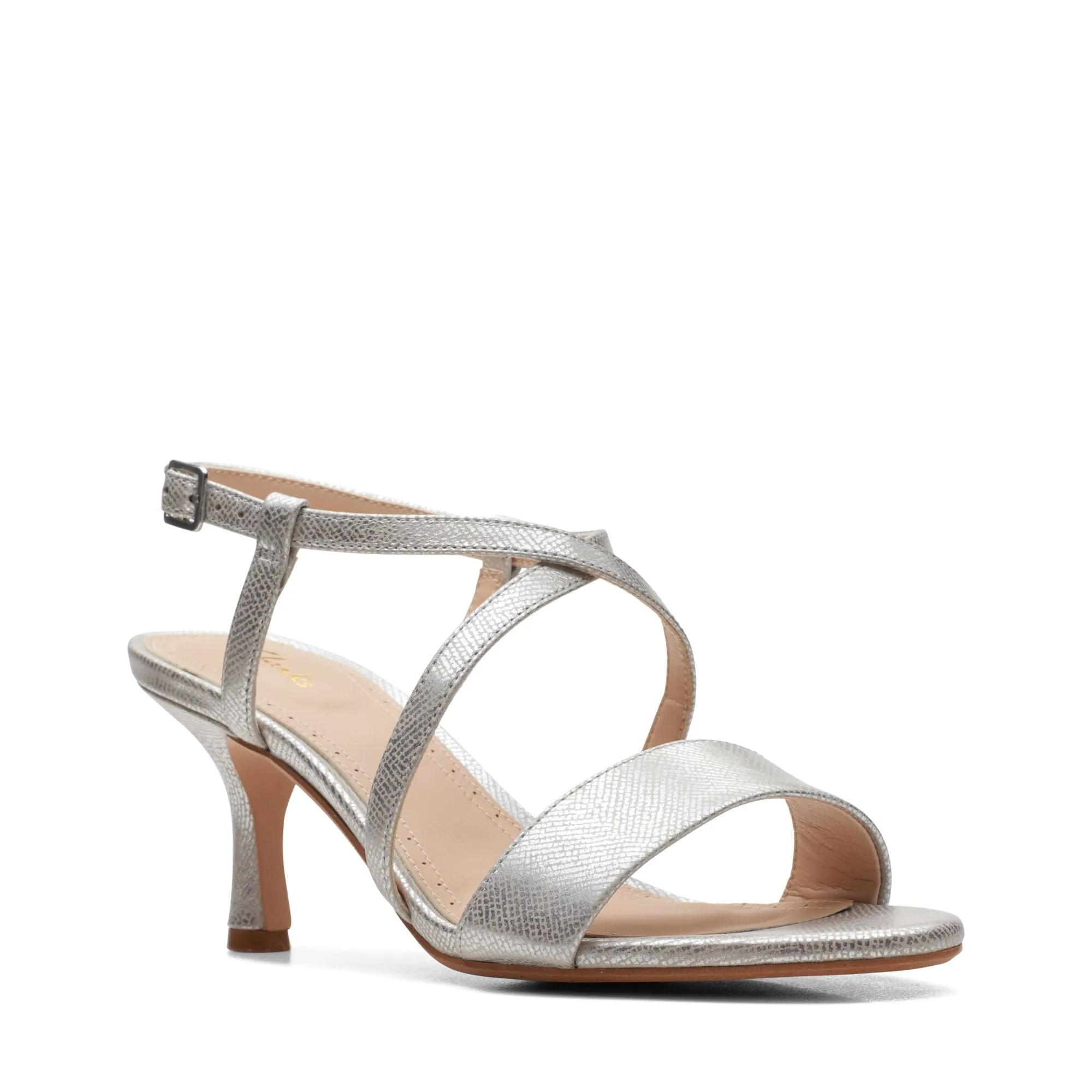 Clarks Amali Buckle Silver Metallic