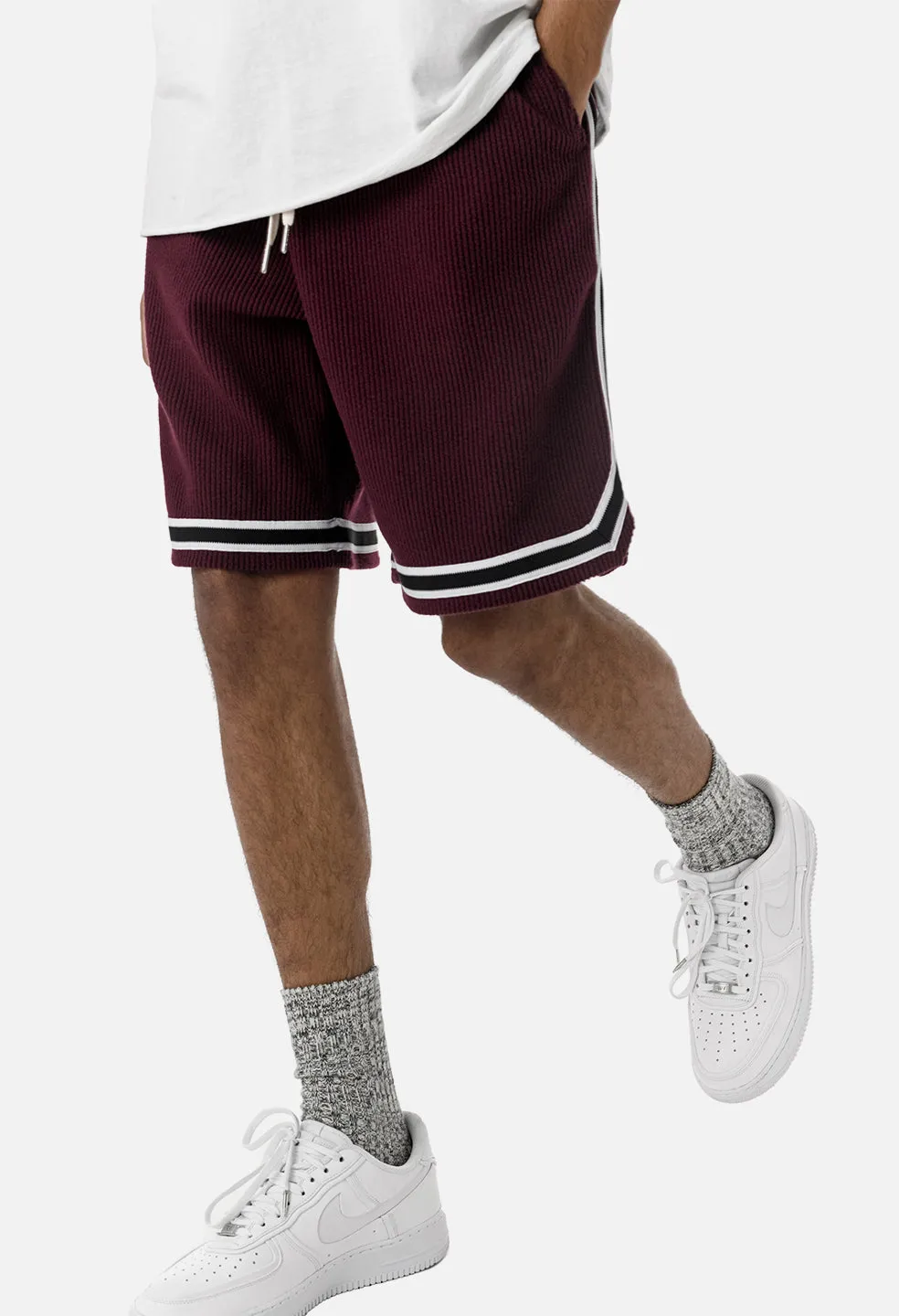 Corduroy Basketball Shorts / Burgundy