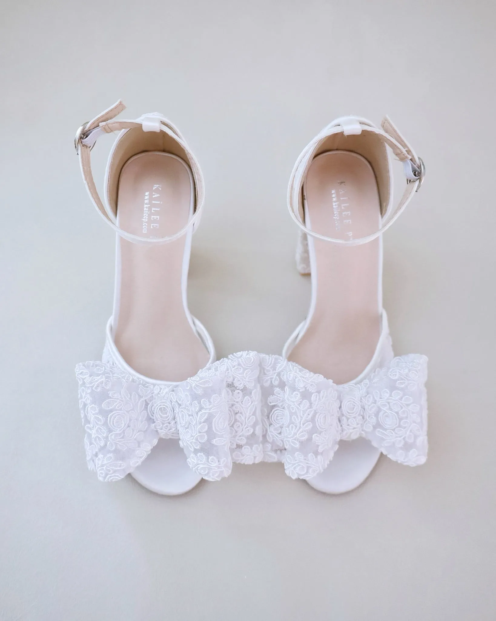 Crochet Lace Block Heel Sandals with Oversized Lace Bow