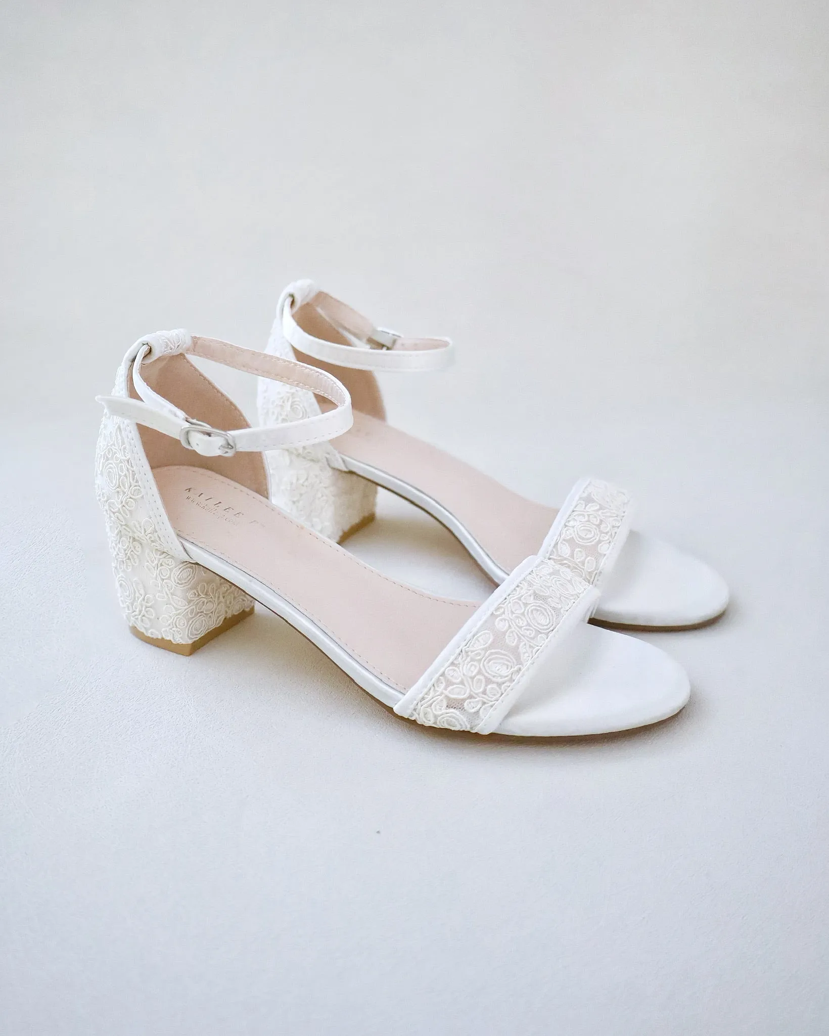 Crochet Lace Block Heel Wedding Sandals