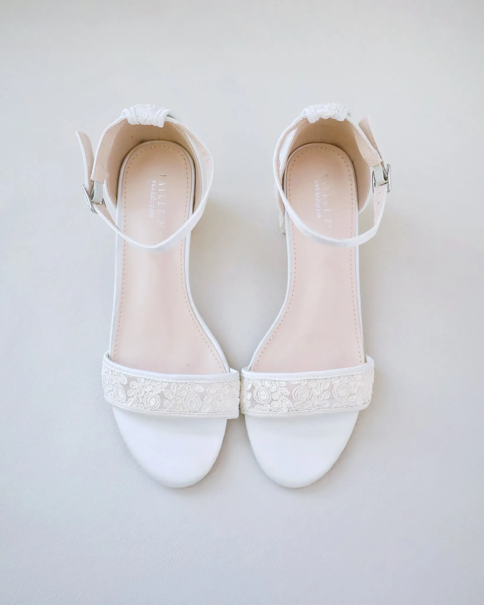 Crochet Lace Block Heel Wedding Sandals