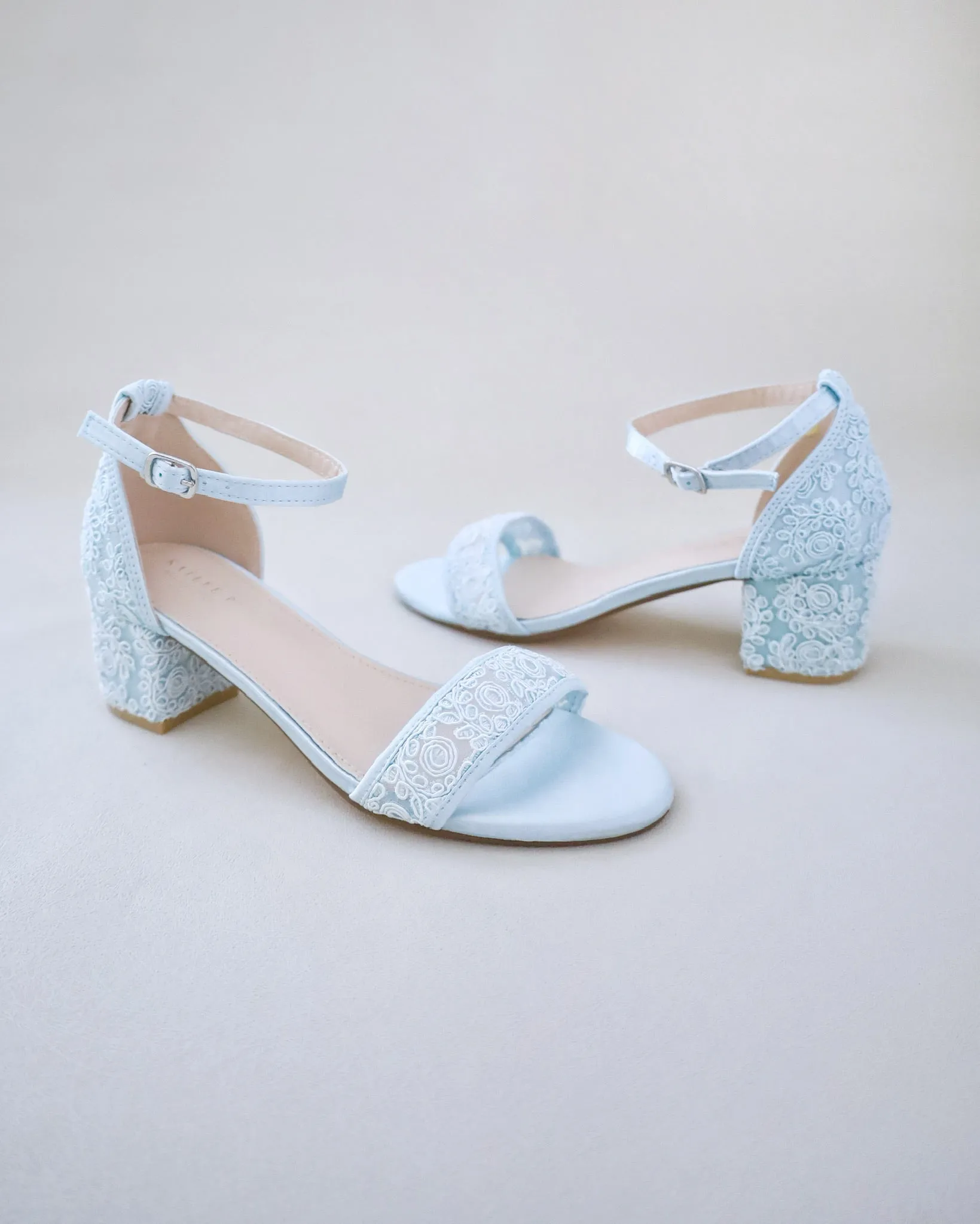 Crochet Lace Block Heel Wedding Sandals