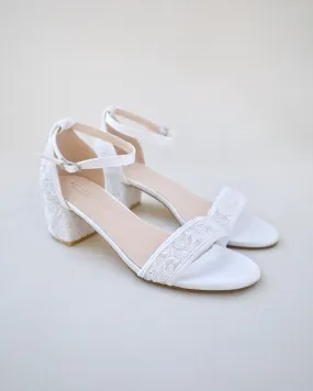 Crochet Lace Block Heel Wedding Sandals