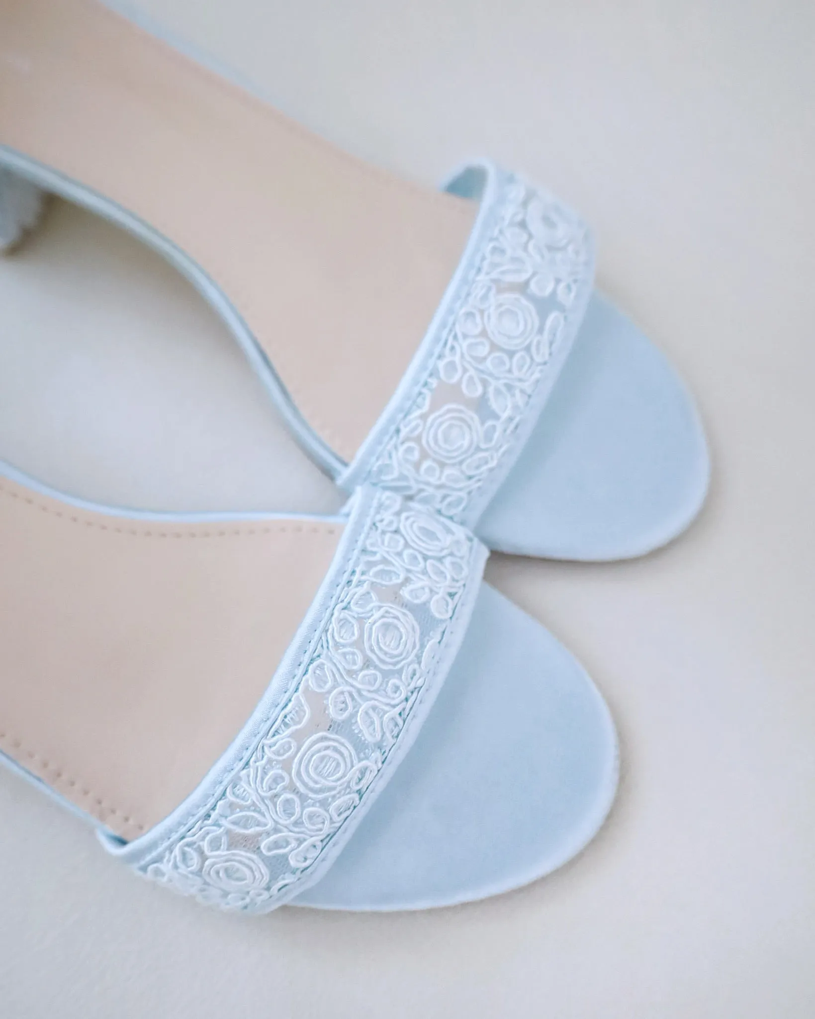 Crochet Lace Block Heel Wedding Sandals