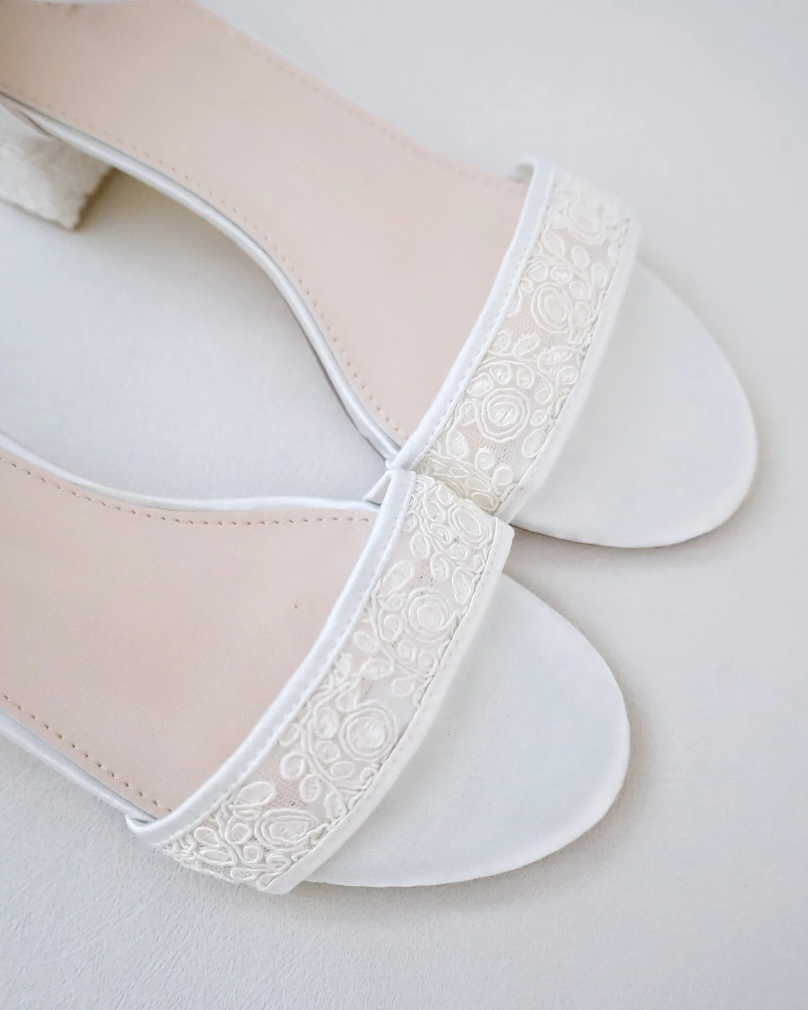 Crochet Lace Block Heel Wedding Sandals