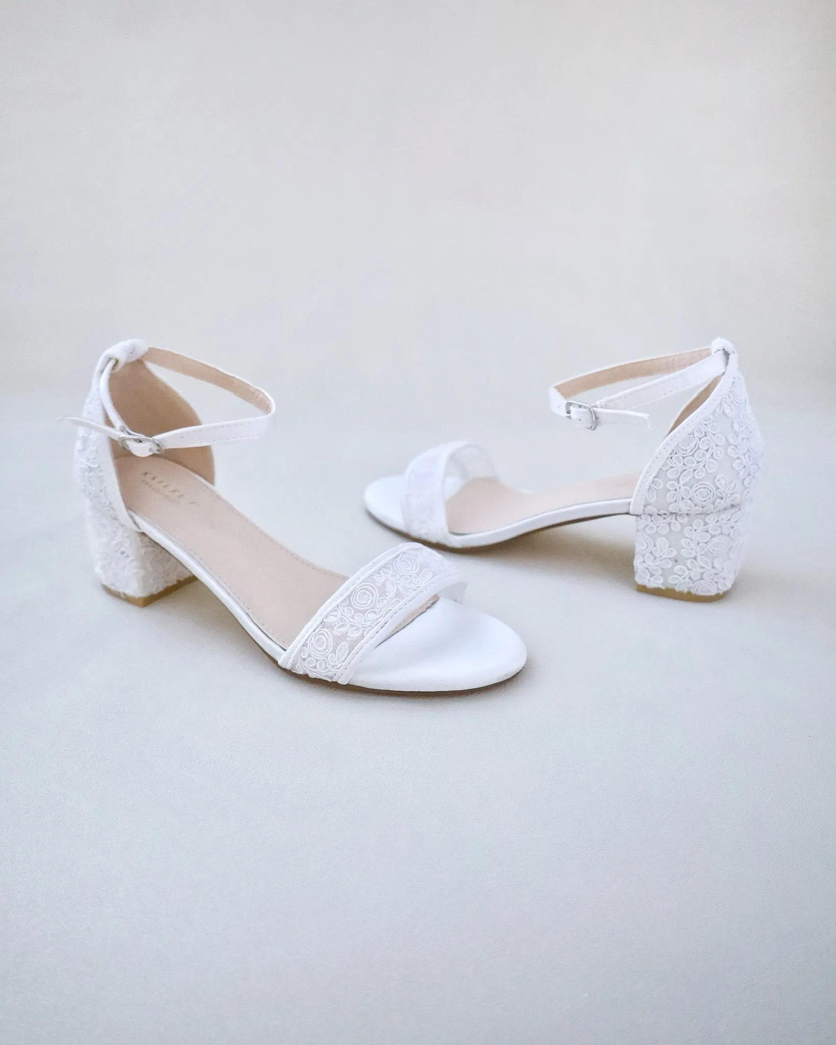 Crochet Lace Block Heel Wedding Sandals