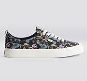 Crooked OCA Low Black Graphic Print Canvas Sneaker Women