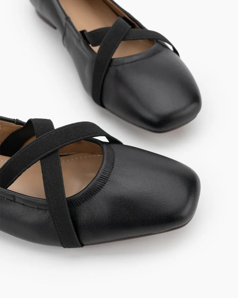 Crossover Straps Slip On Walking Ballet Flats