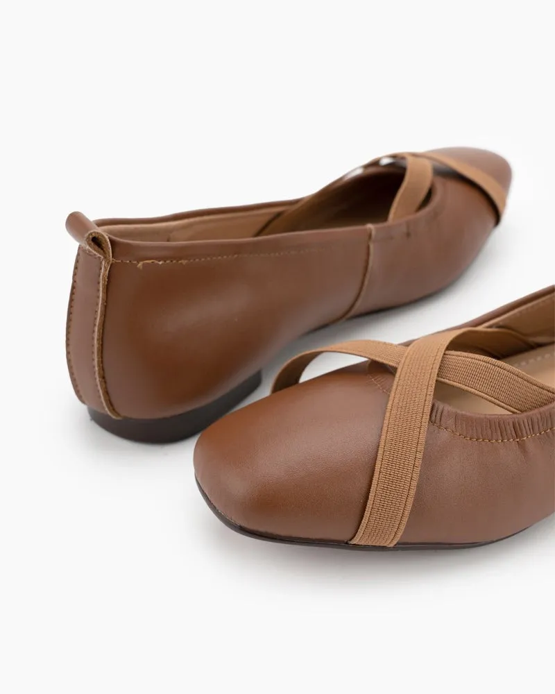 Crossover Straps Slip On Walking Ballet Flats