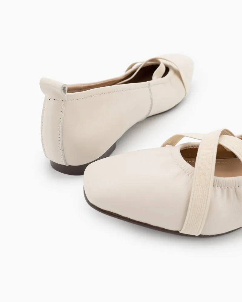 Crossover Straps Slip On Walking Ballet Flats