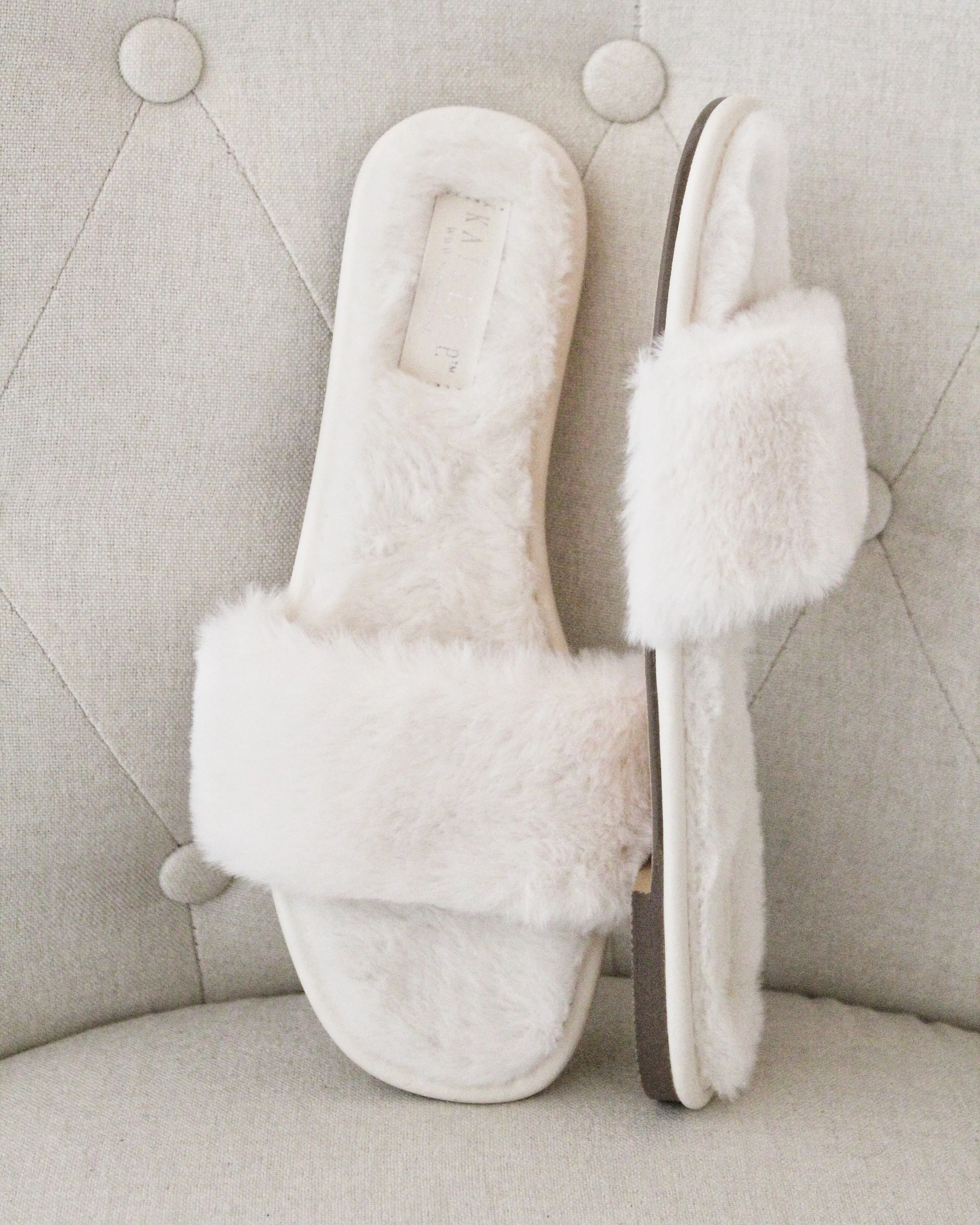 Faux Fur Slide Flat Wedding Sandals