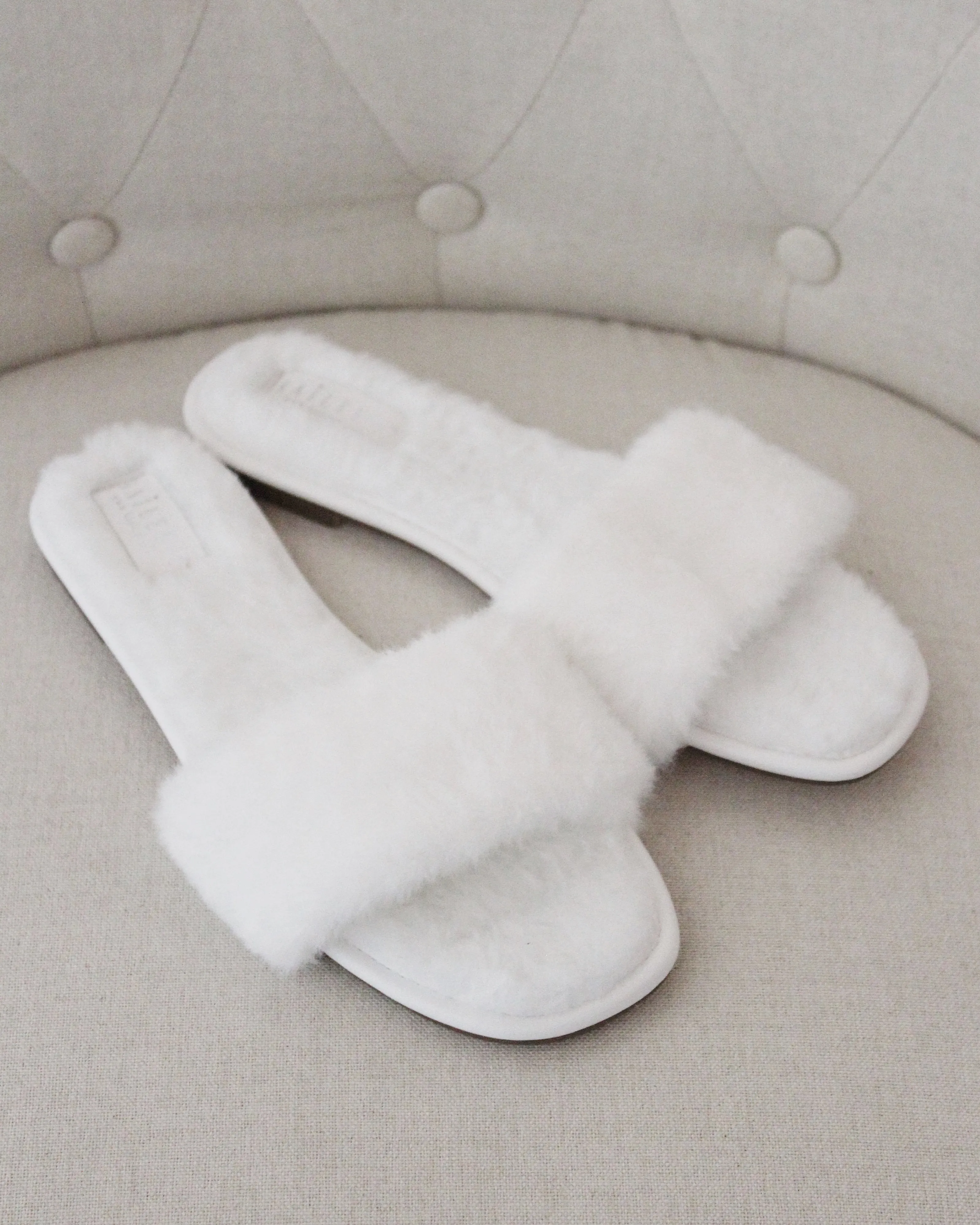 Faux Fur Slide Flat Wedding Sandals