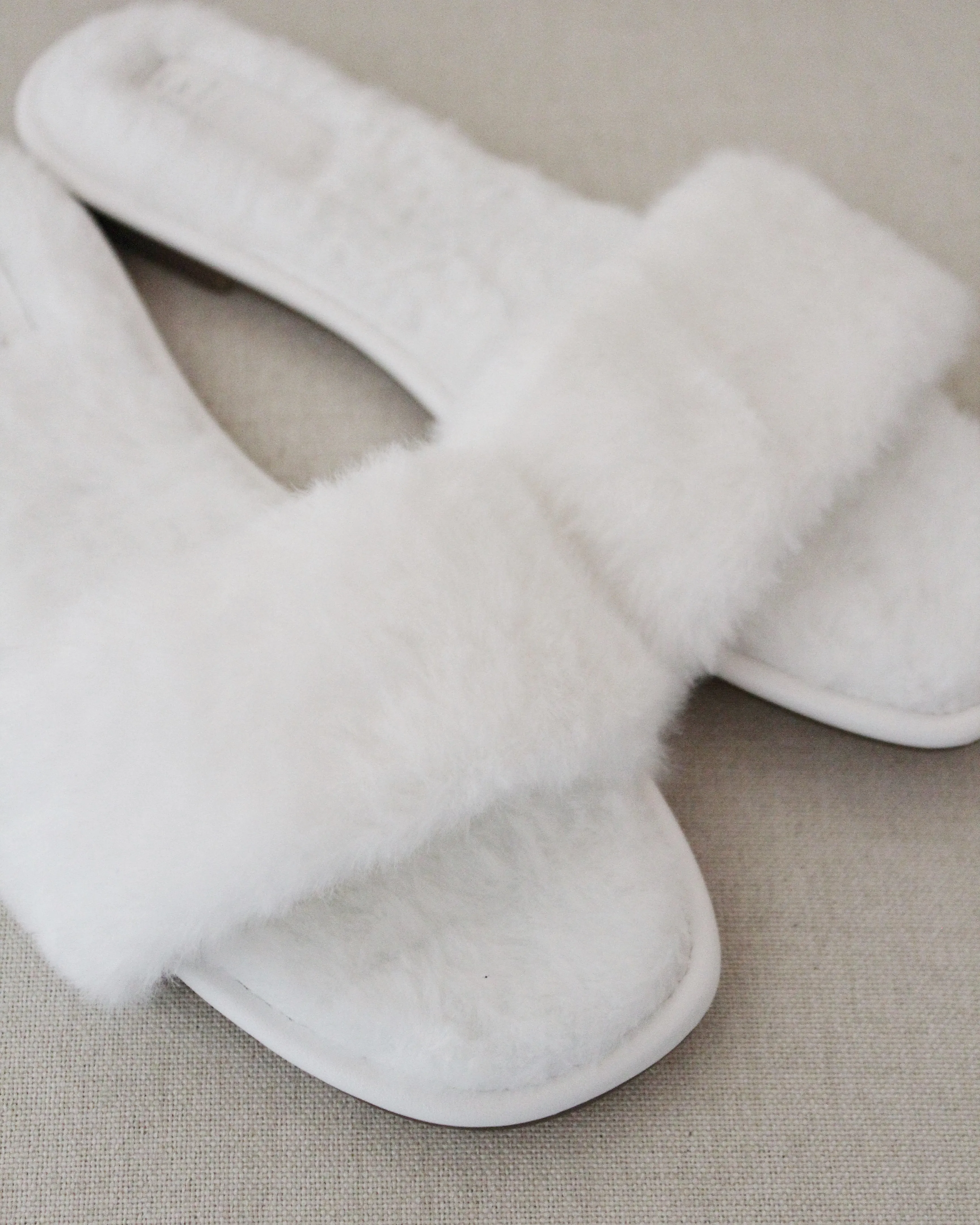 Faux Fur Slide Flat Wedding Sandals