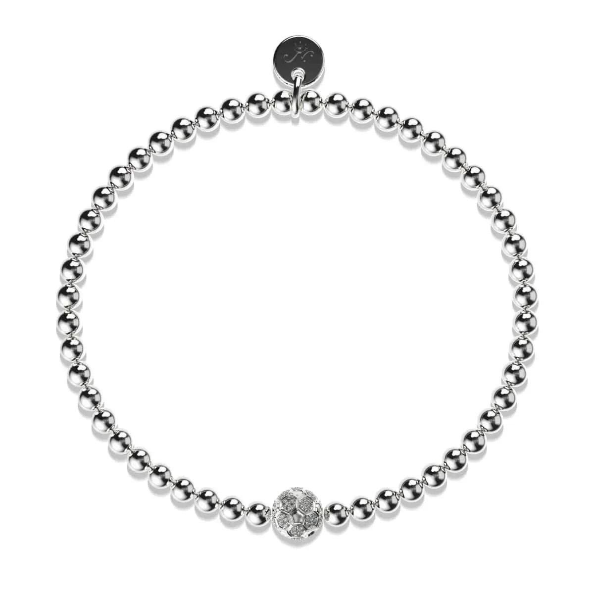 Goal | Silver | Crystal Soccer Ball Charm Bracelet