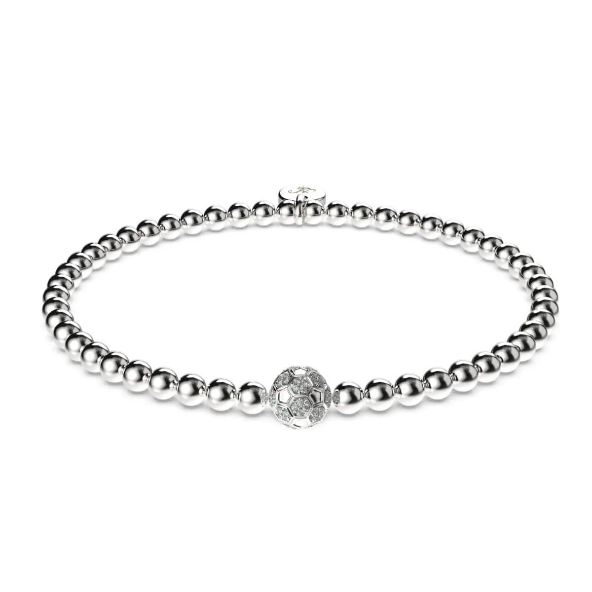 Goal | Silver | Crystal Soccer Ball Charm Bracelet