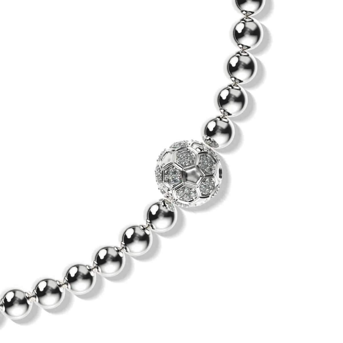 Goal | Silver | Crystal Soccer Ball Charm Bracelet