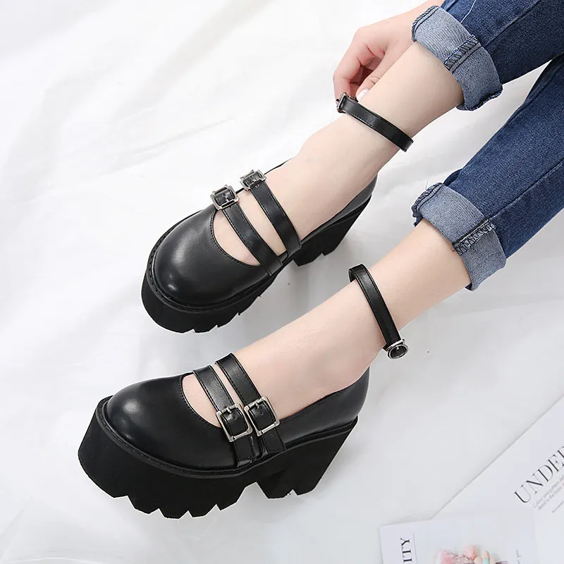 Harajuku Black Strap Shoes AD11913