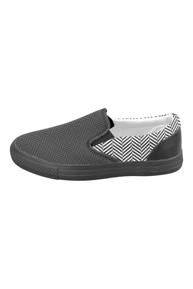 Herringbone Men's Slip-on Canvas Shoes (Model 019)