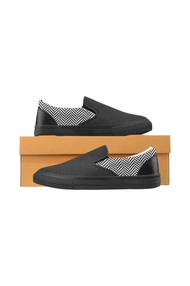 Herringbone Men's Slip-on Canvas Shoes (Model 019)