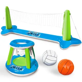 Inflatable Basketball & Volleyball Set for Pool Parties