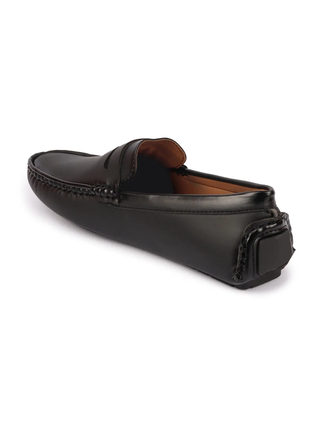 Men Black Hand Stitched Comfort Loafer and Moccasin Shoes