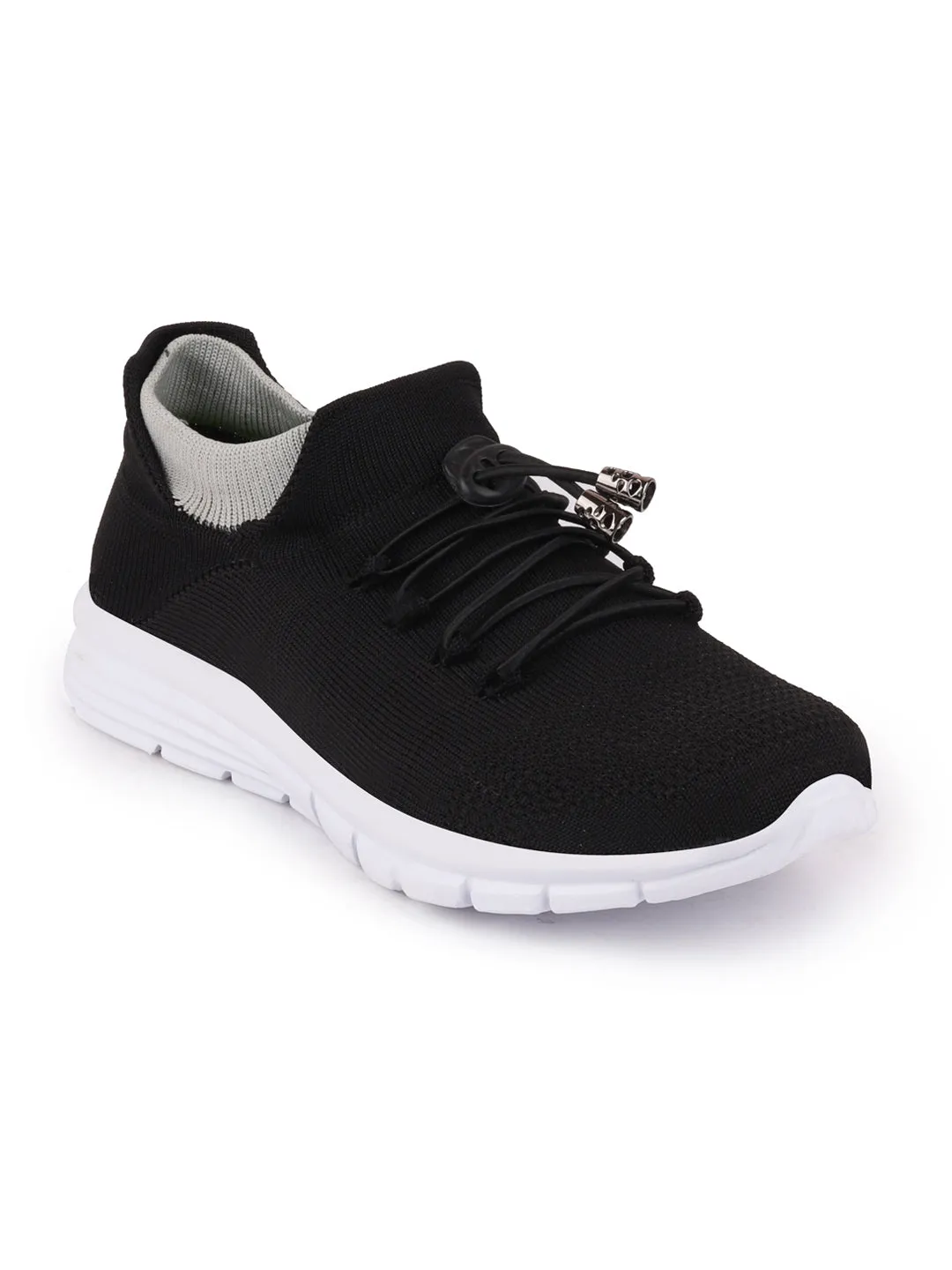 Men Black Sports Lace-Up Walking Shoes