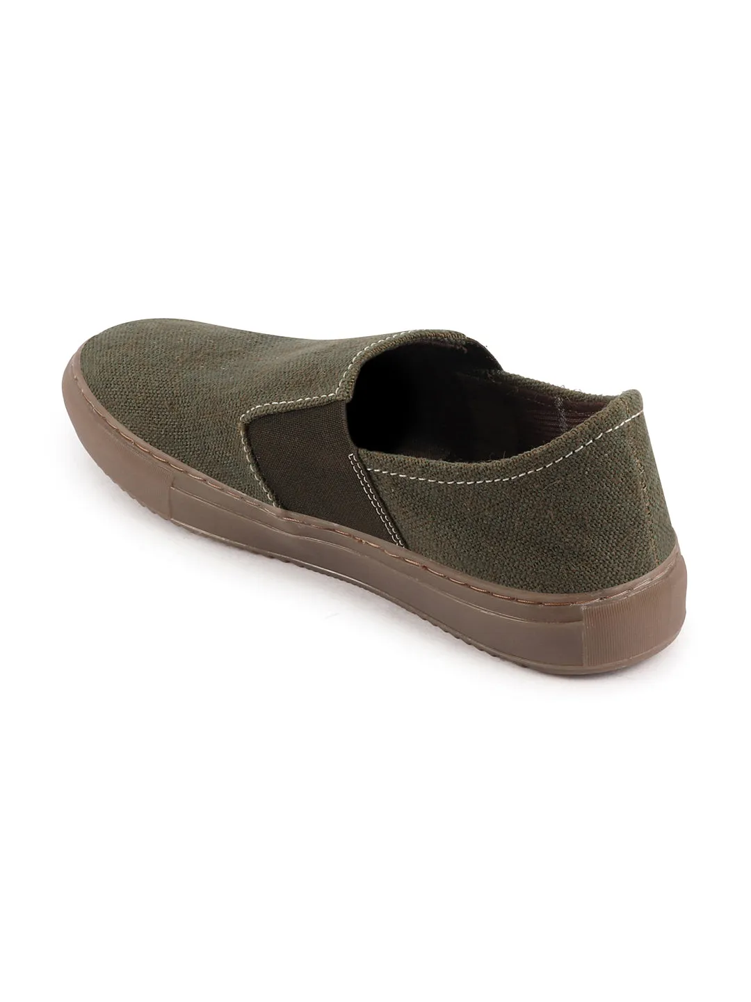 Men Olive Colorblocked Classic Jute/Fabric Slip On Canvas Sneaker Slip On Casual Shoes