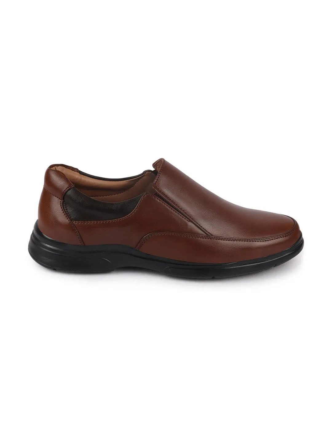 Men Tan Thermal Formal Slip On Shoes