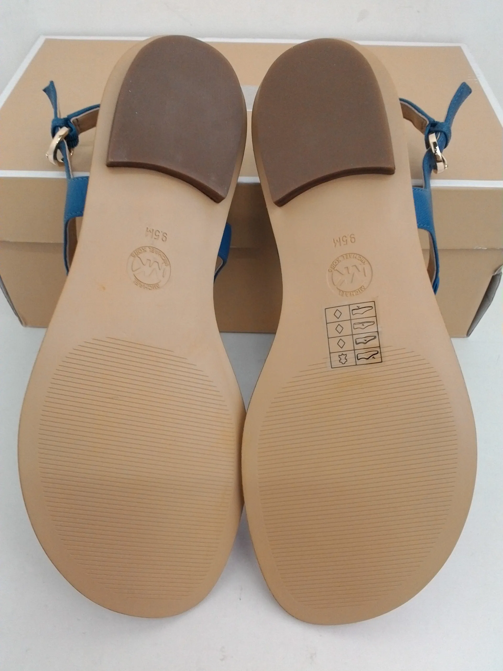 Michael Kors Plate Thong DK Chambray Leather Sandal Size 9.5 M