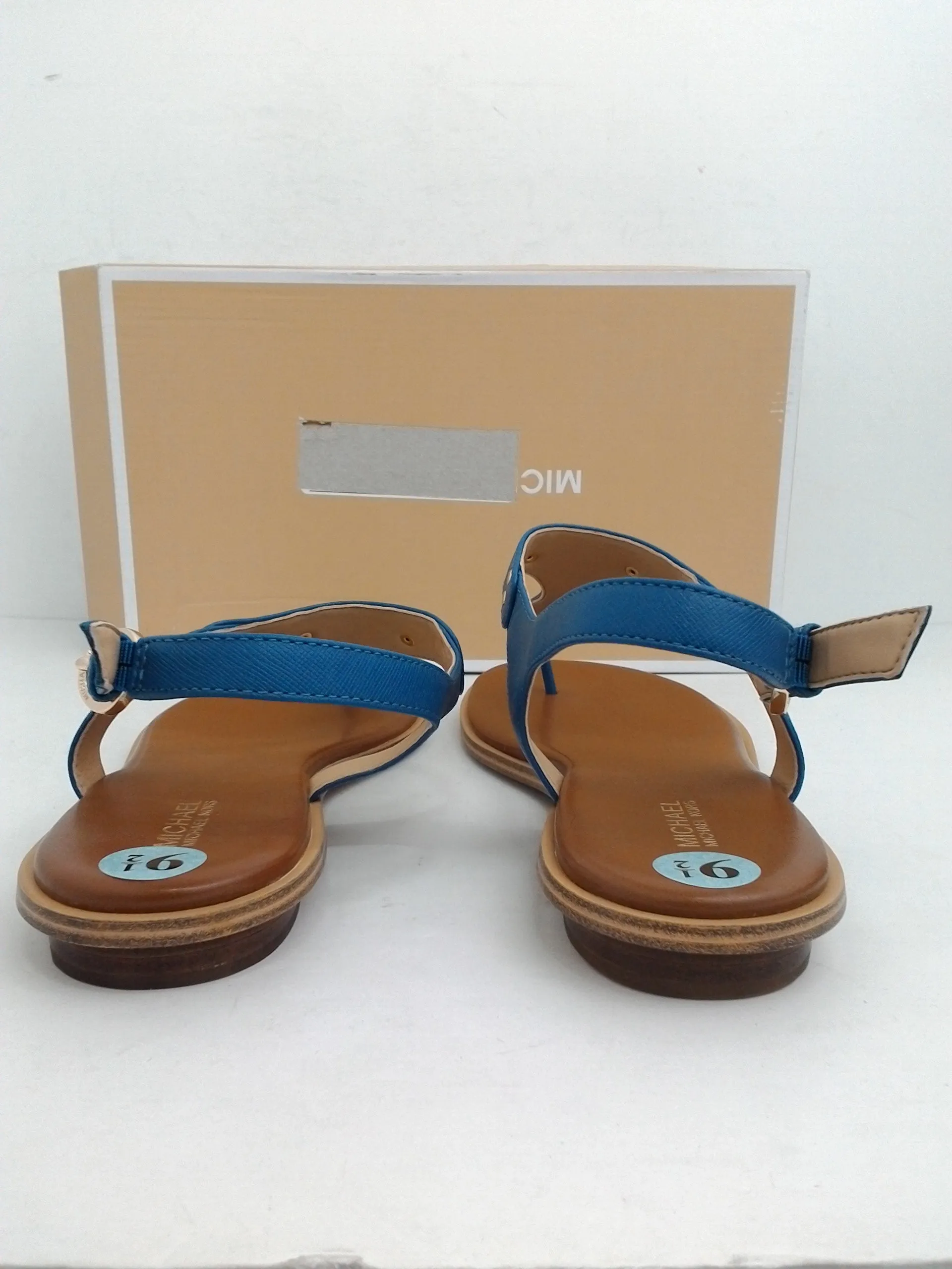 Michael Kors Plate Thong DK Chambray Leather Sandal Size 9.5 M