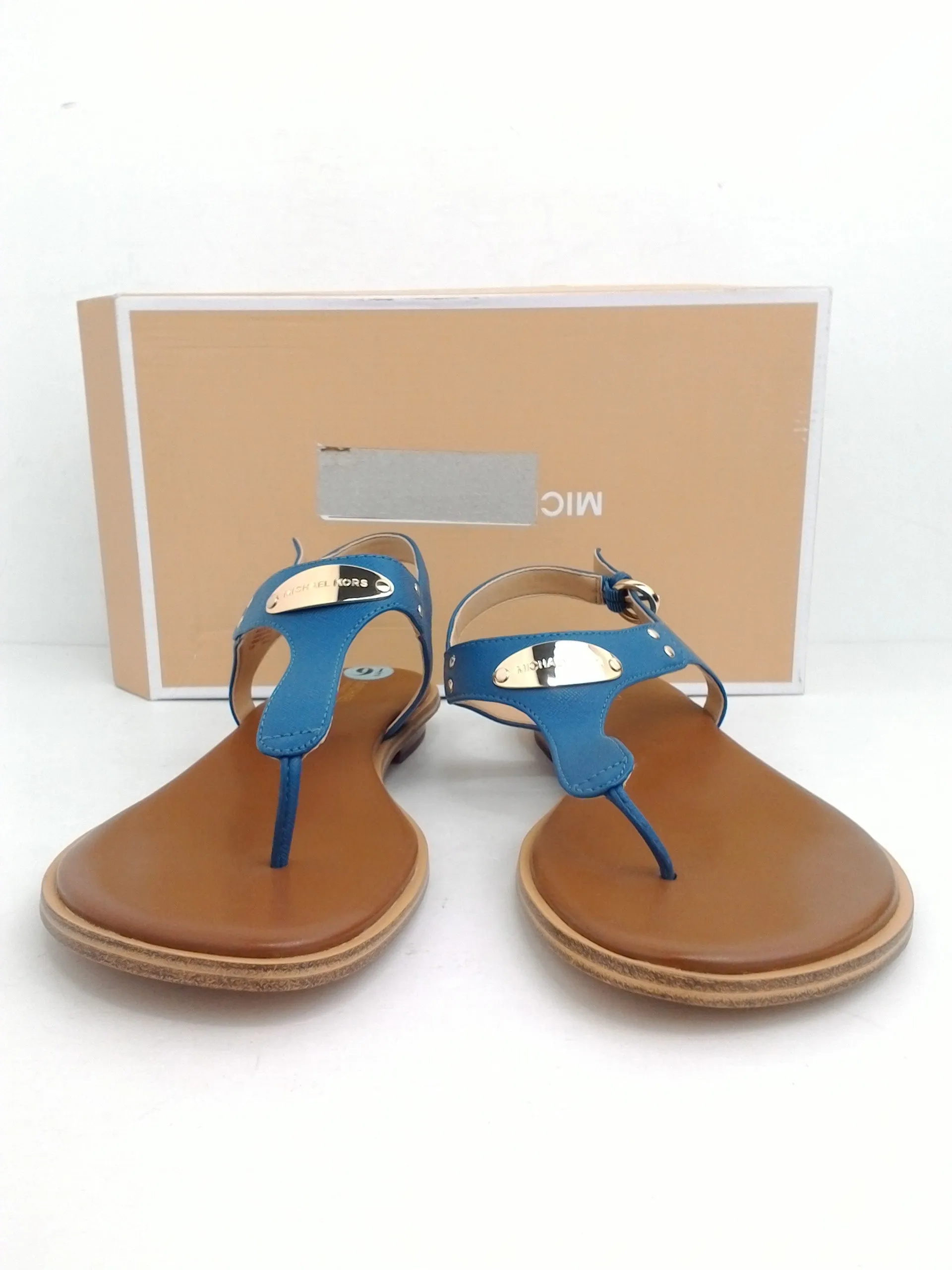 Michael Kors Plate Thong DK Chambray Leather Sandal Size 9.5 M