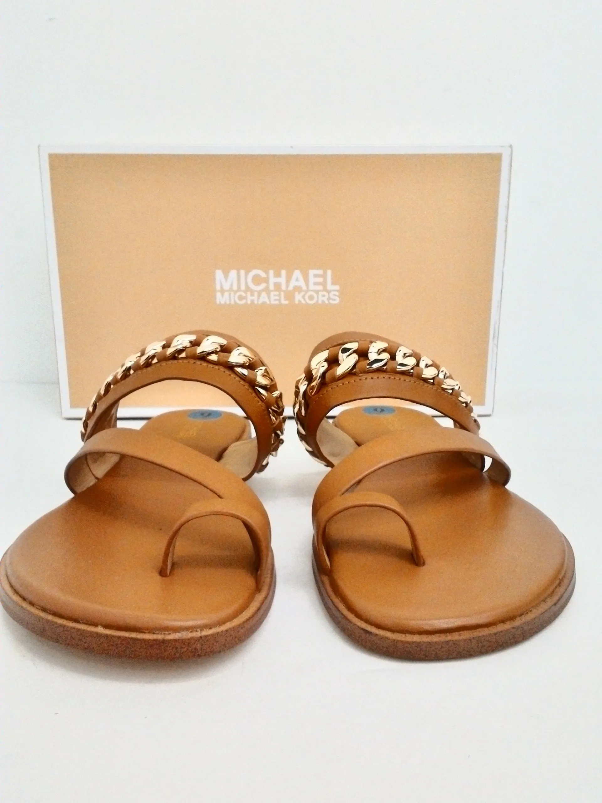 Michael Kors Women's Bergen Flat Sandal Acorn Size 9, 10M