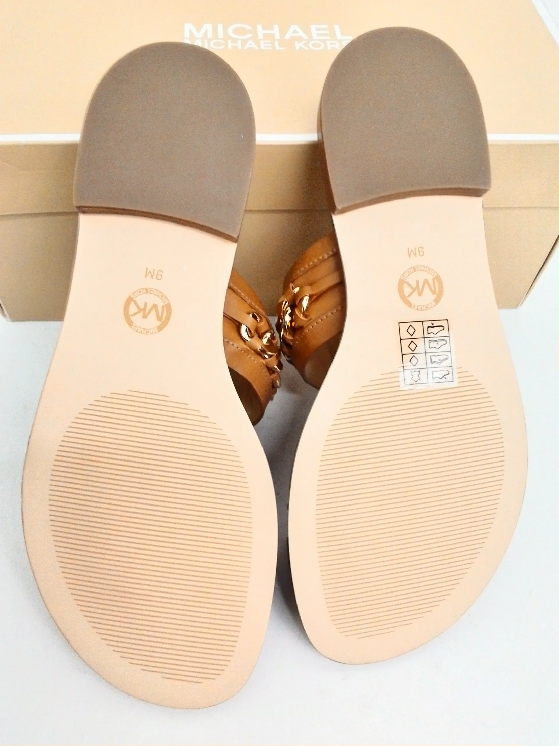 Michael Kors Women's Bergen Flat Sandal Acorn Size 9, 10M