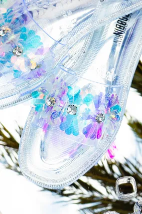 Rhinestone Trim Clear Slide Sandals